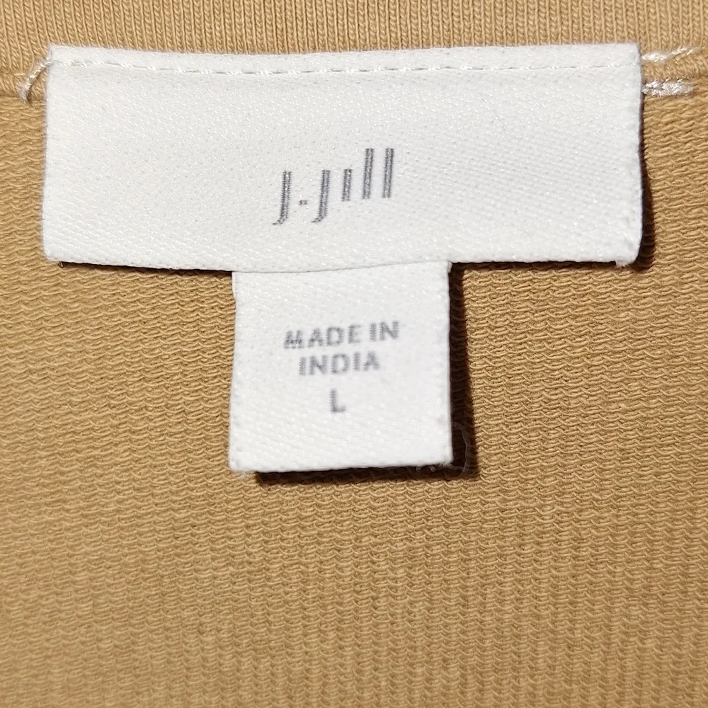 A J.Jill long sleeve button-down shirt in a ladies' size large in a tan color. - Picture 2 of 6